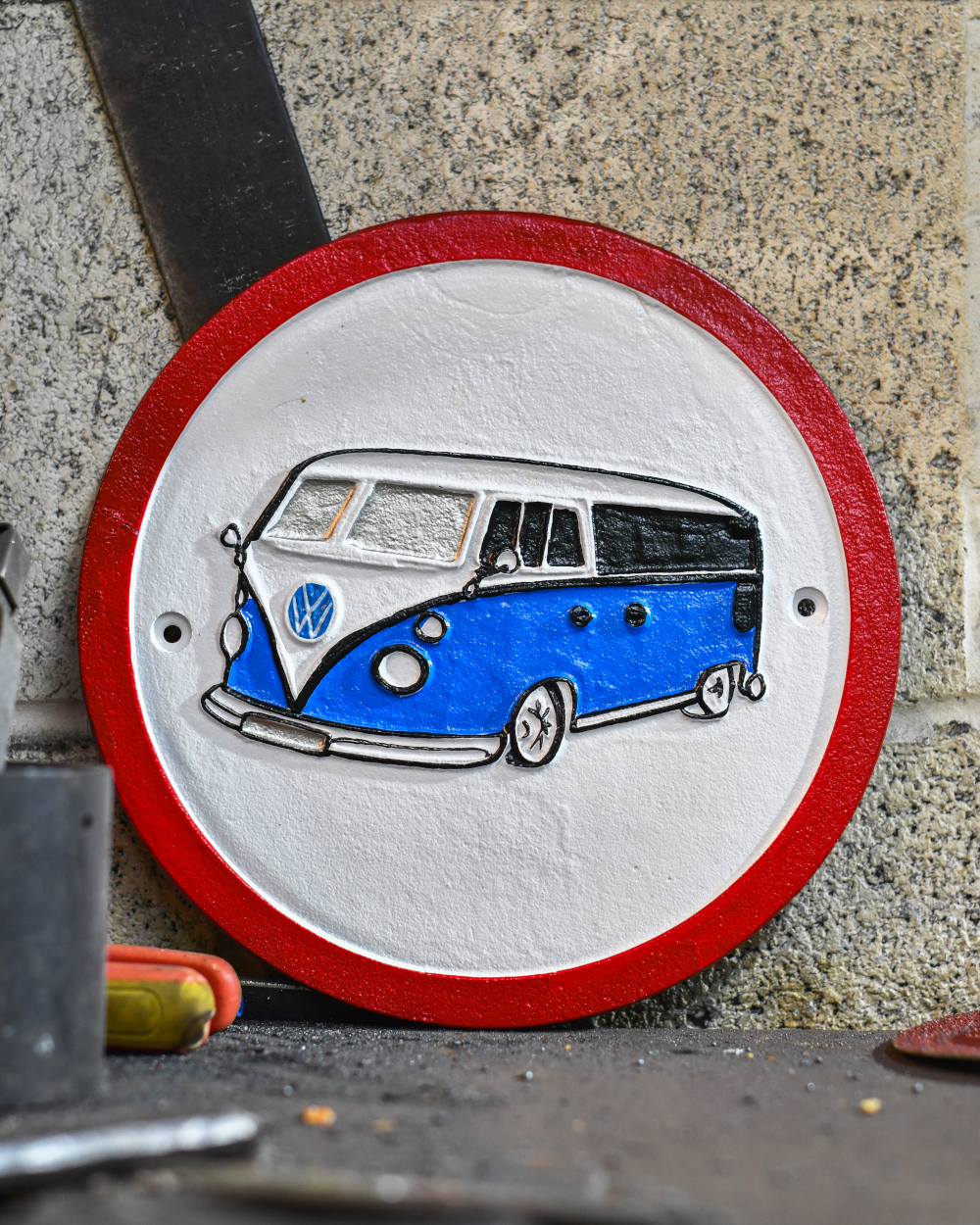 'VW Split-Screen Camper' Cast Iron Automobilia Sign