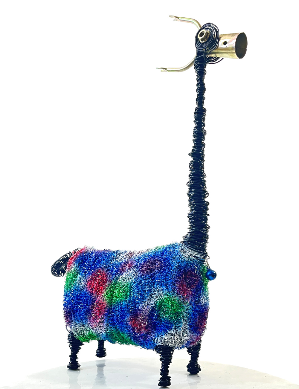 'Archer' The Polka Dot Alpaca Scrap Metal Art Sculpture - 41cm
