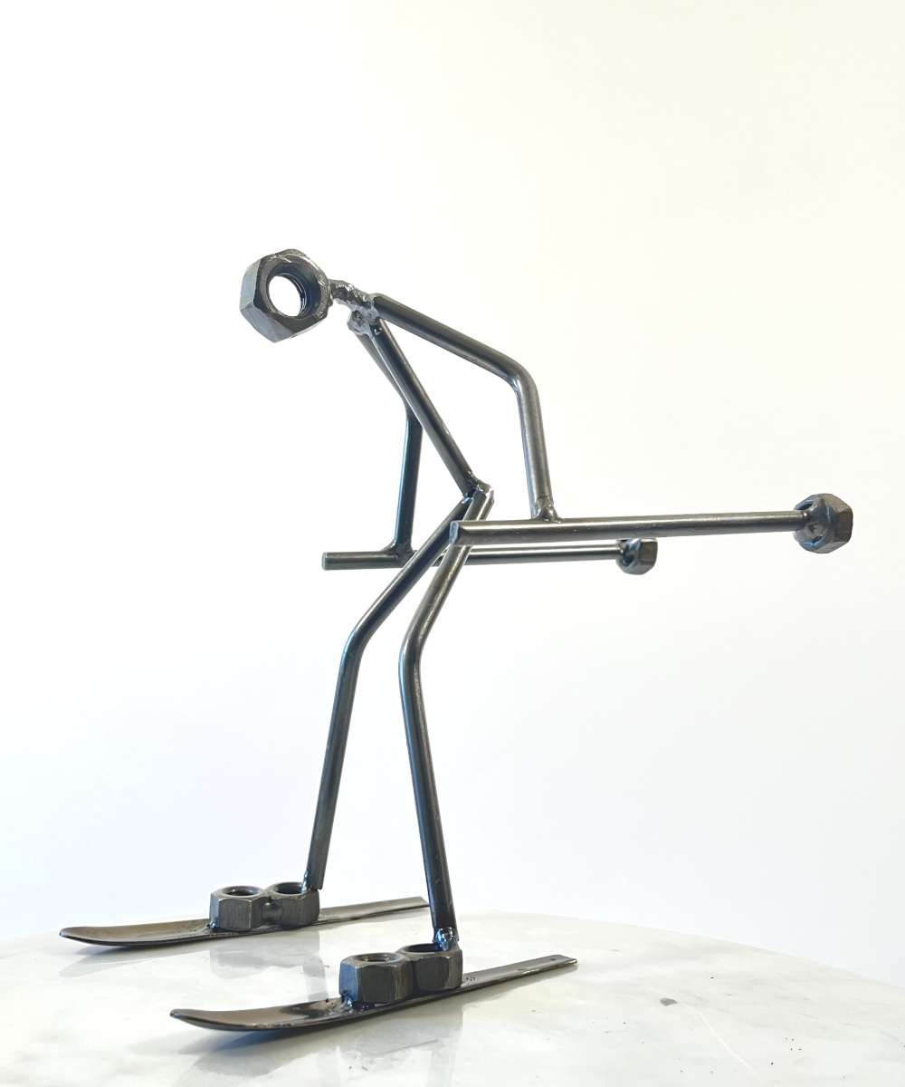 'Aspen' The Skier Scrap Metal Art Sculpture - 14cm