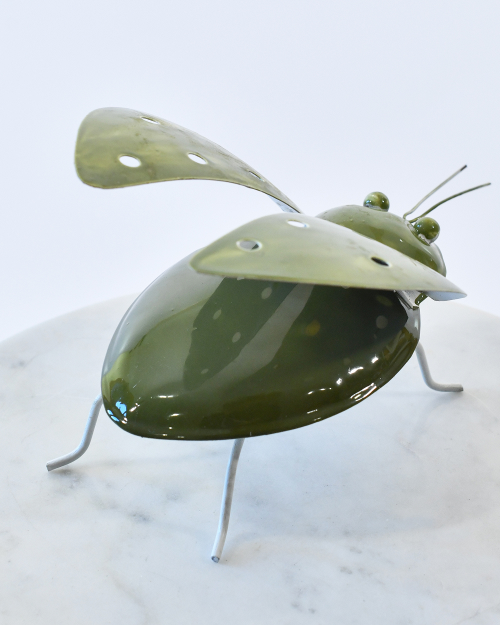 Back Of The Large 'Ivy' The Green Beetle Scrap Metal Art