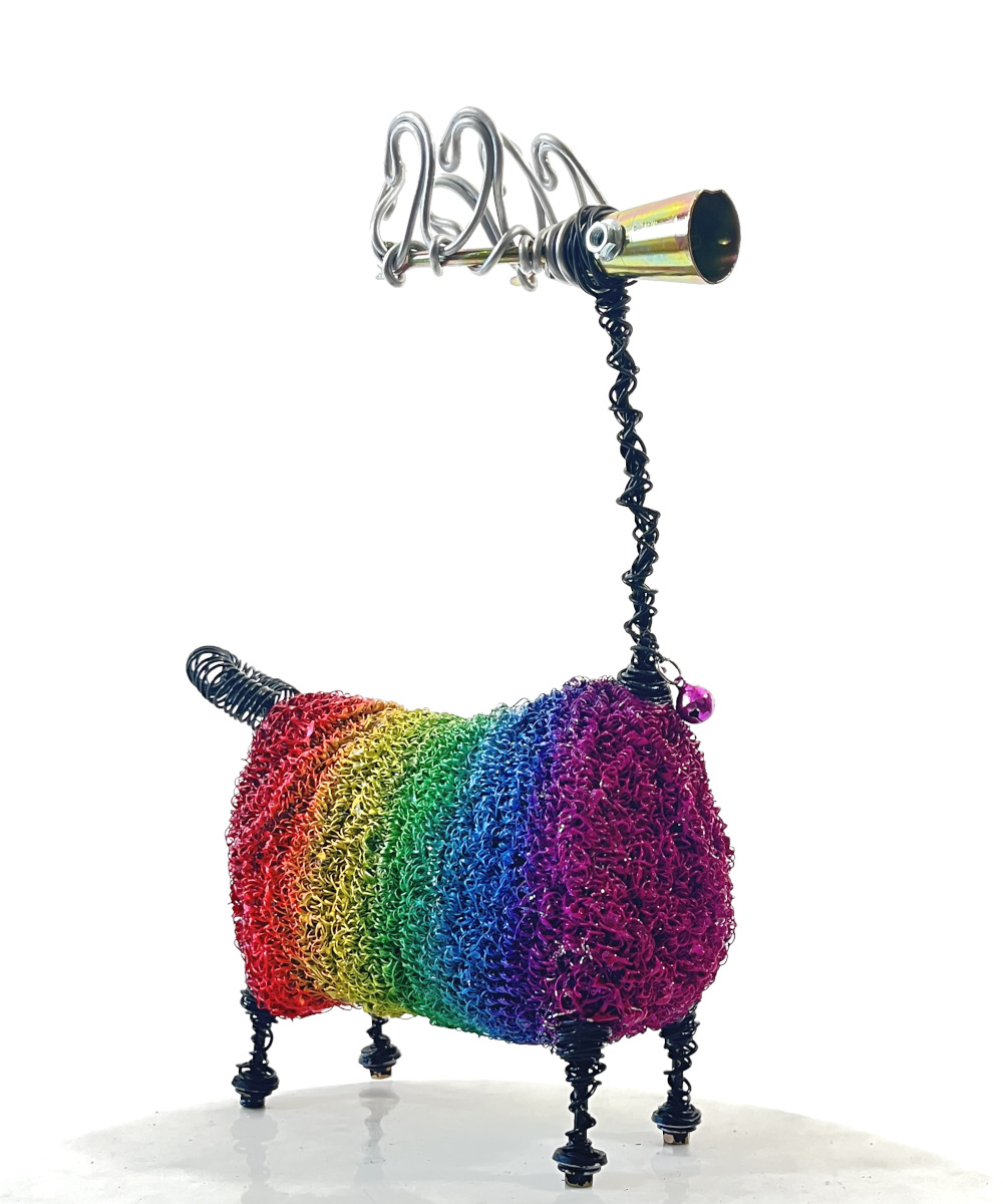 'Baron' The Rainbow Reindeer Scrap Metal Art Sculpture - 32cm