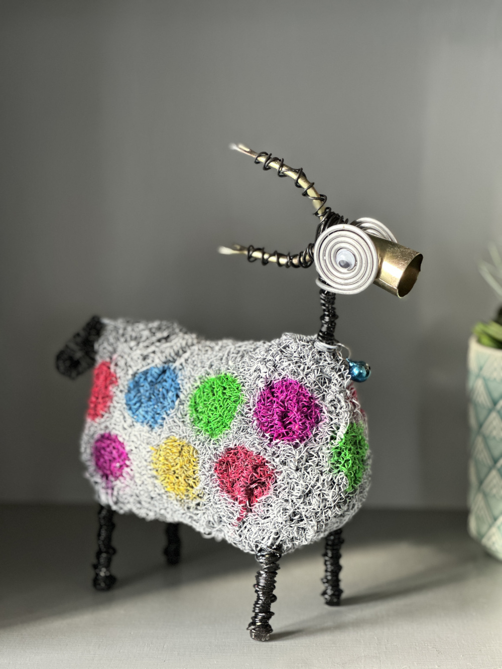 'Bella' The Multicoloured Goat Scrap Metal Art Sculpture