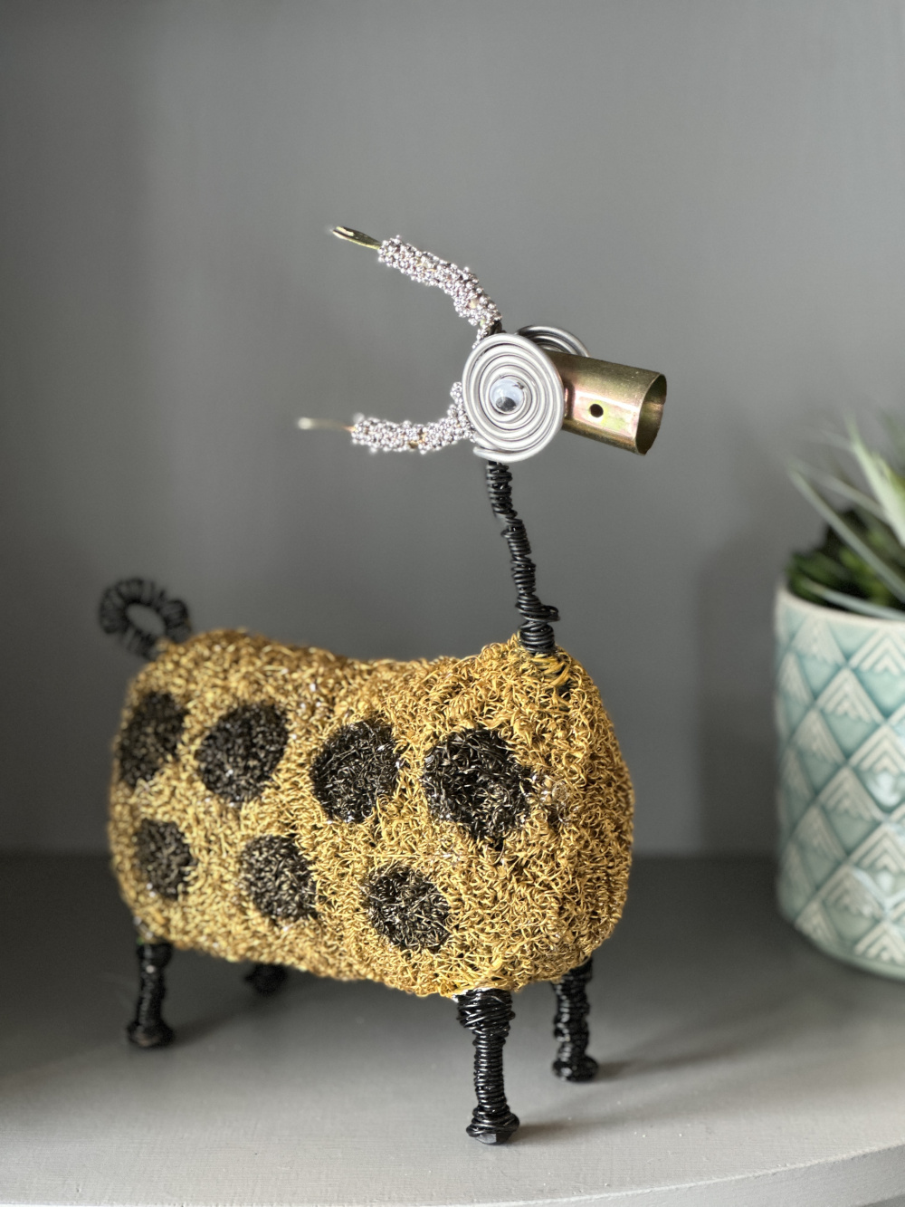 'Jester' The Black And Yellow Goat Scrap Metal Art Sculpture