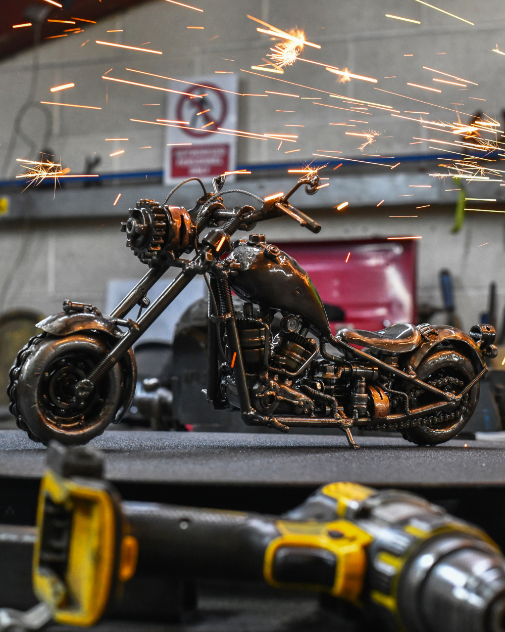 Breeze The Cruiser Motorbike Scrap Metal Art Sculpture - 15cm