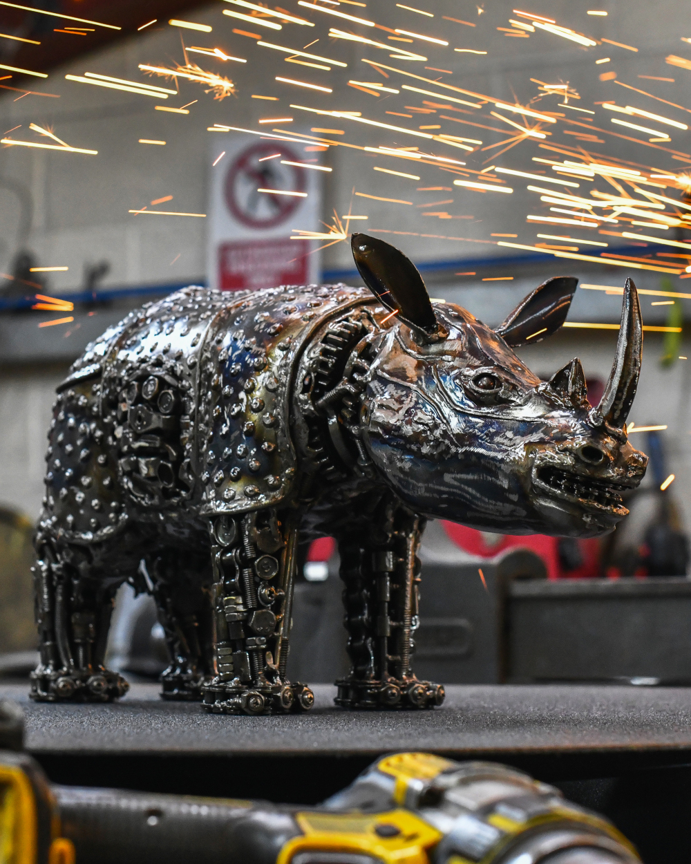 'Brute' The Rhino Scrap Metal Art Sculpture - 17cm