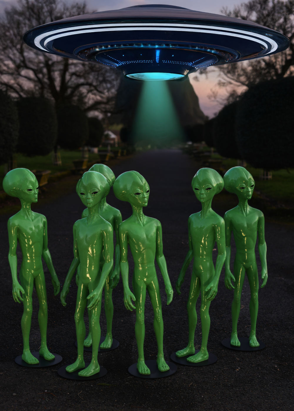 Cast Aluminium Surrendering Alien Sculpture - 117cm