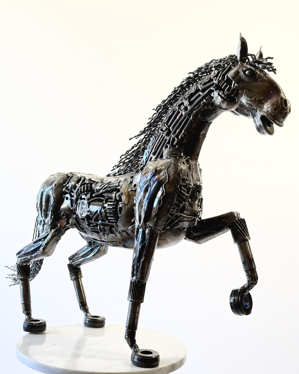 'Chip' The Trotting Horse Scrap Metal Art Sculpture - 36cm