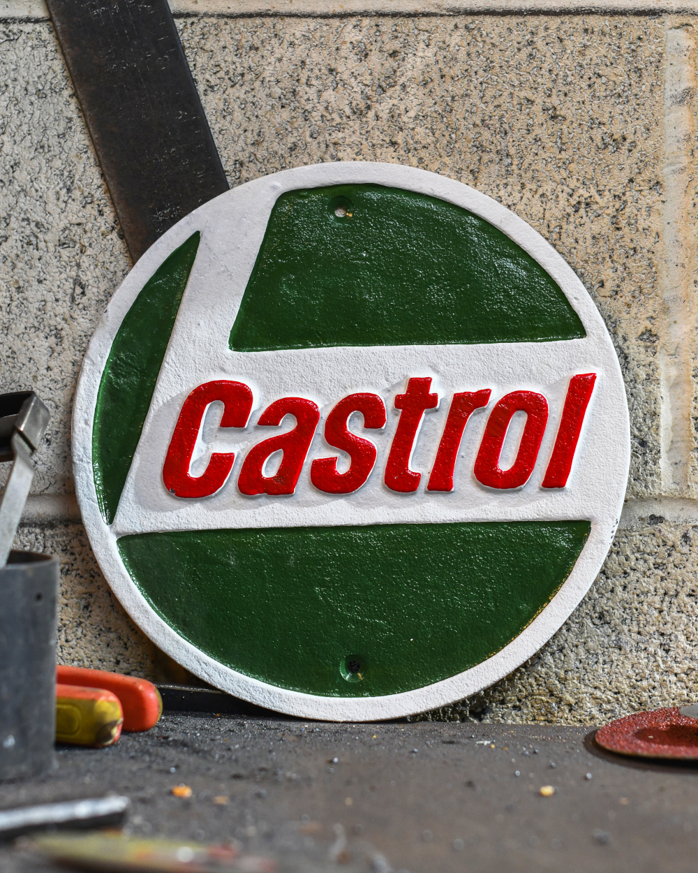 Classic 'Castrol Oil' Cast Iron Automobilia Sign - 24cm