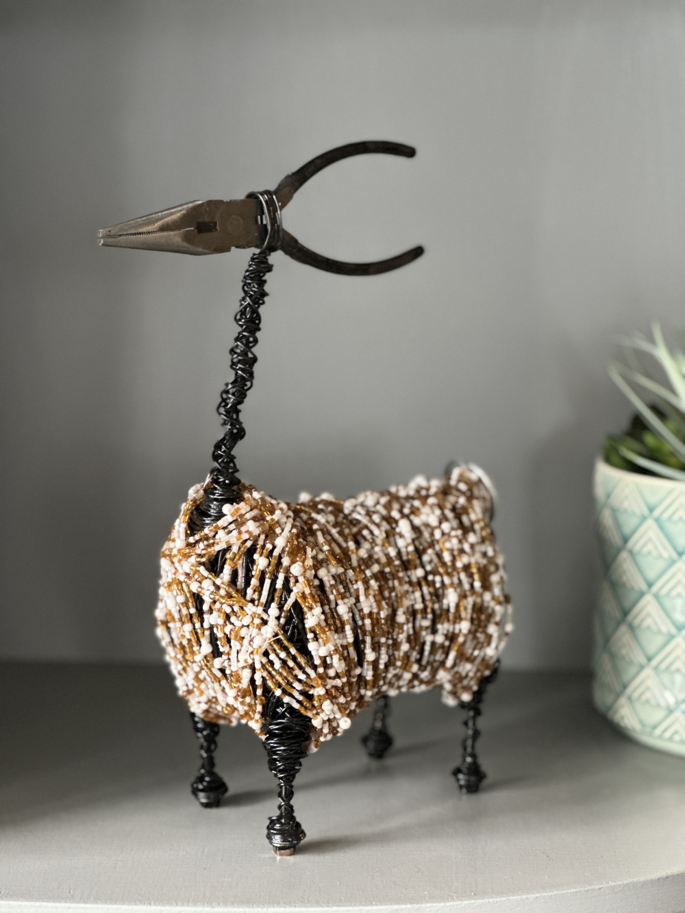 'Jasper' The Beaded Llama Scrap Metal Art Sculpture