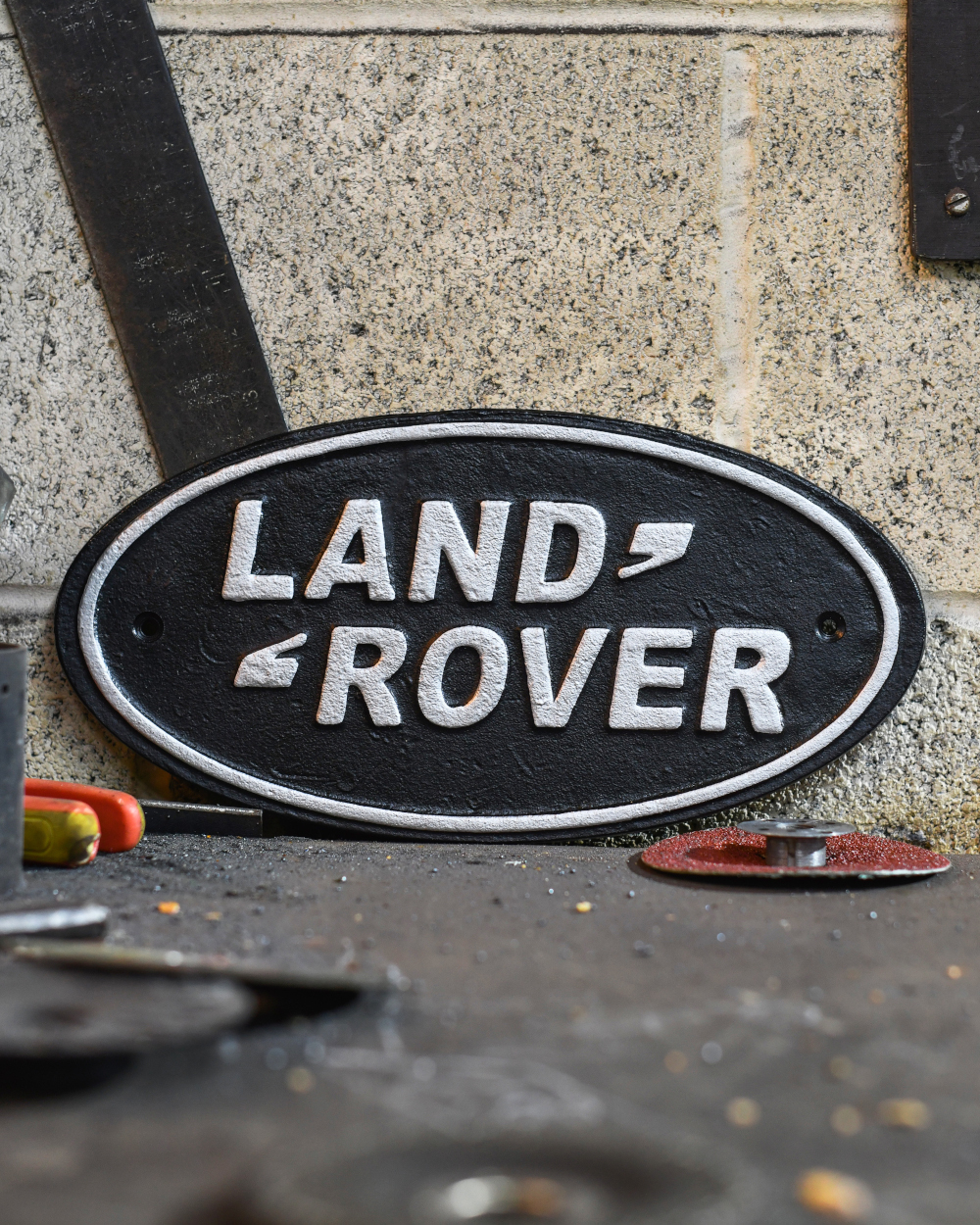'Land Rover' Cast Iron Automobilia Sign - 27cm