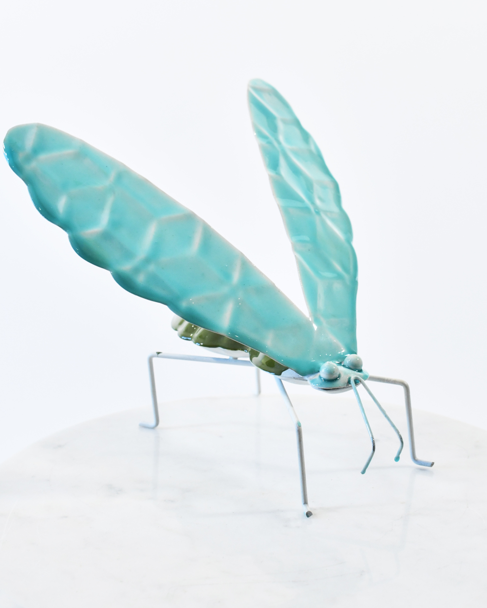 'Glimmer' The Green & Blue Insect Scrap Metal Art - Set Of Three