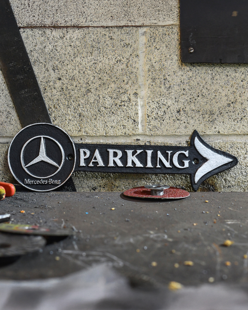 'Mercedes-Benz Parking' Cast Iron Automobilia Sign - 40cm