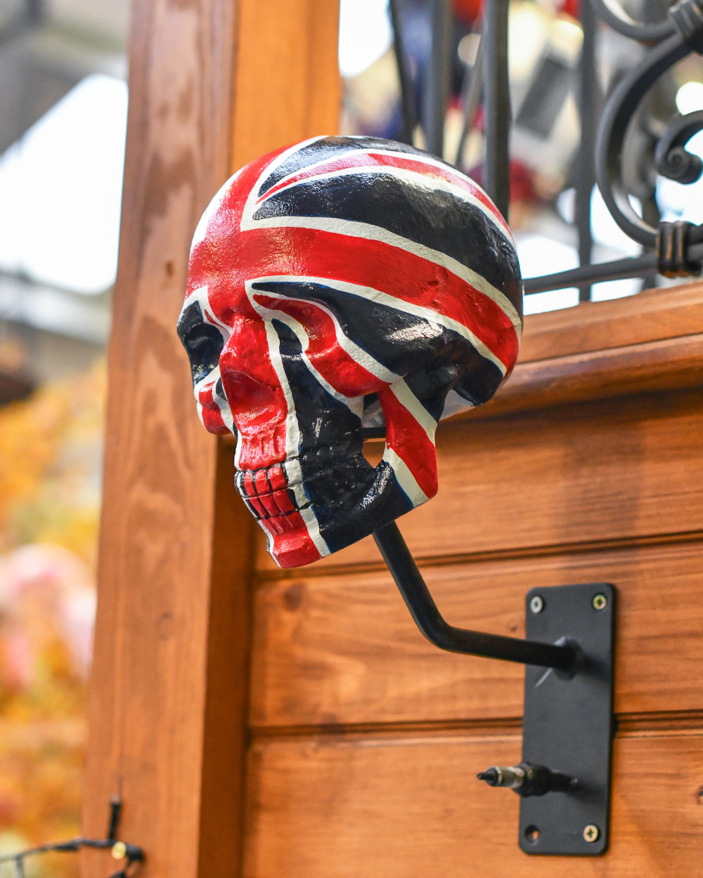Ornate Union Jack Skull Helmet & Jacket Hook