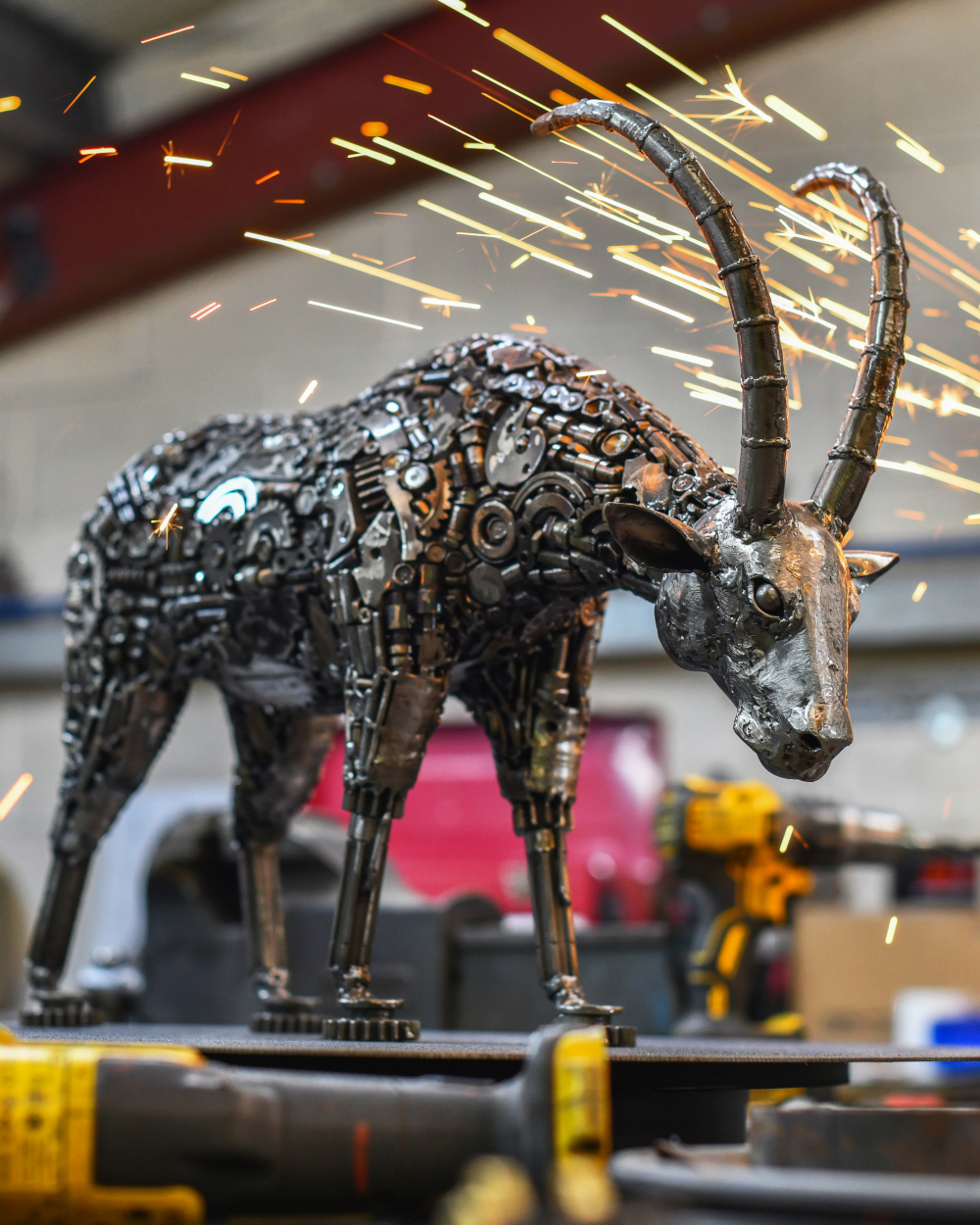'Rupert' The Goat Scrap Metal Art Sculpture - 32cm