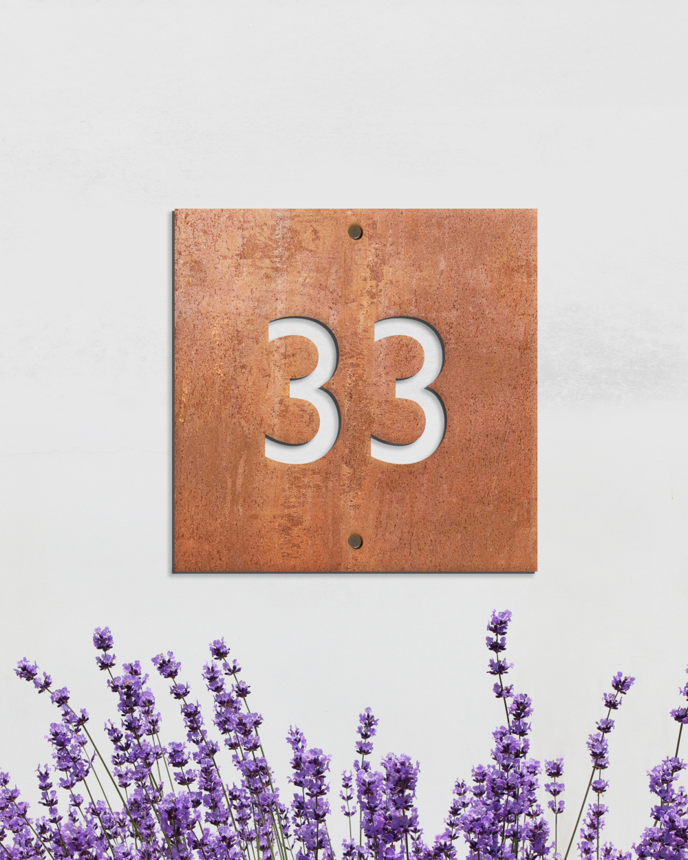 Square Rustic House Sign With Cut Out Numbers