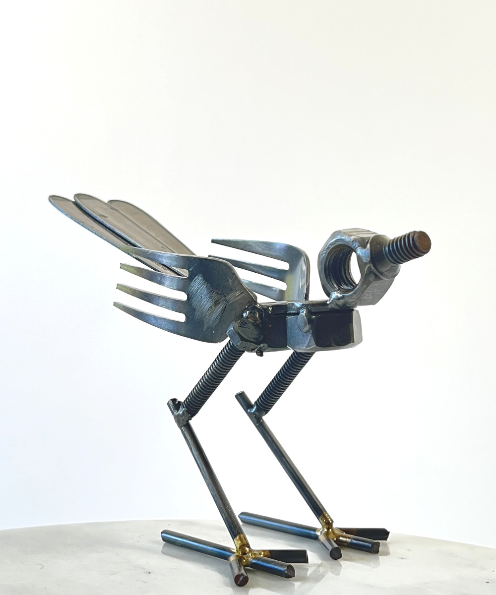 The 'Spoon Sparrow' Scrap Metal Art Sculpture - 10cm