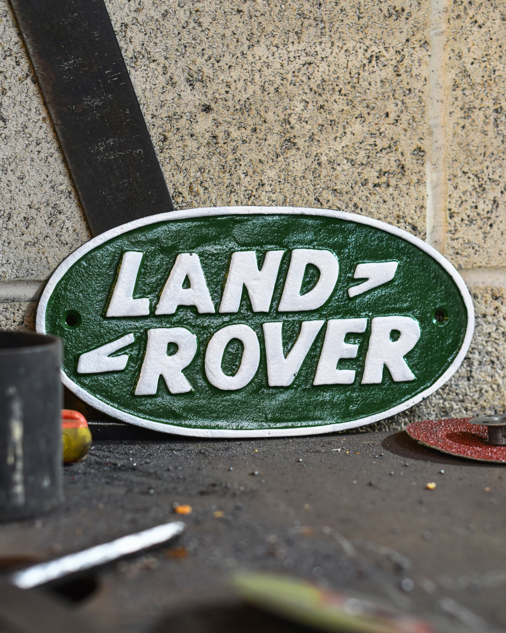 Traditional 'Land Rover' Cast Iron Automobilia Sign - 27cm