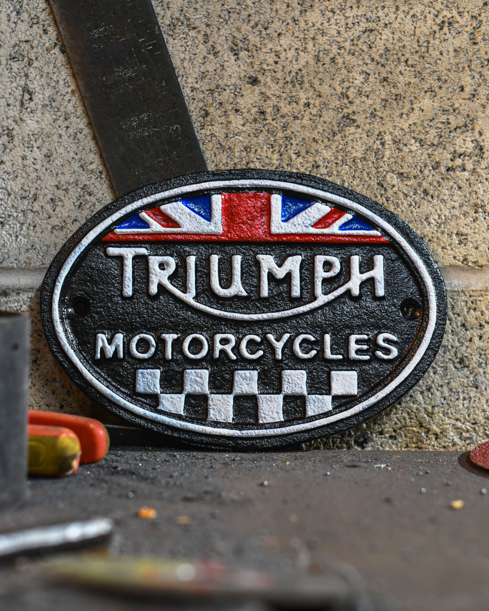 'Triumph Motorcycles' Cast Iron Automobilia Sign - 22cm