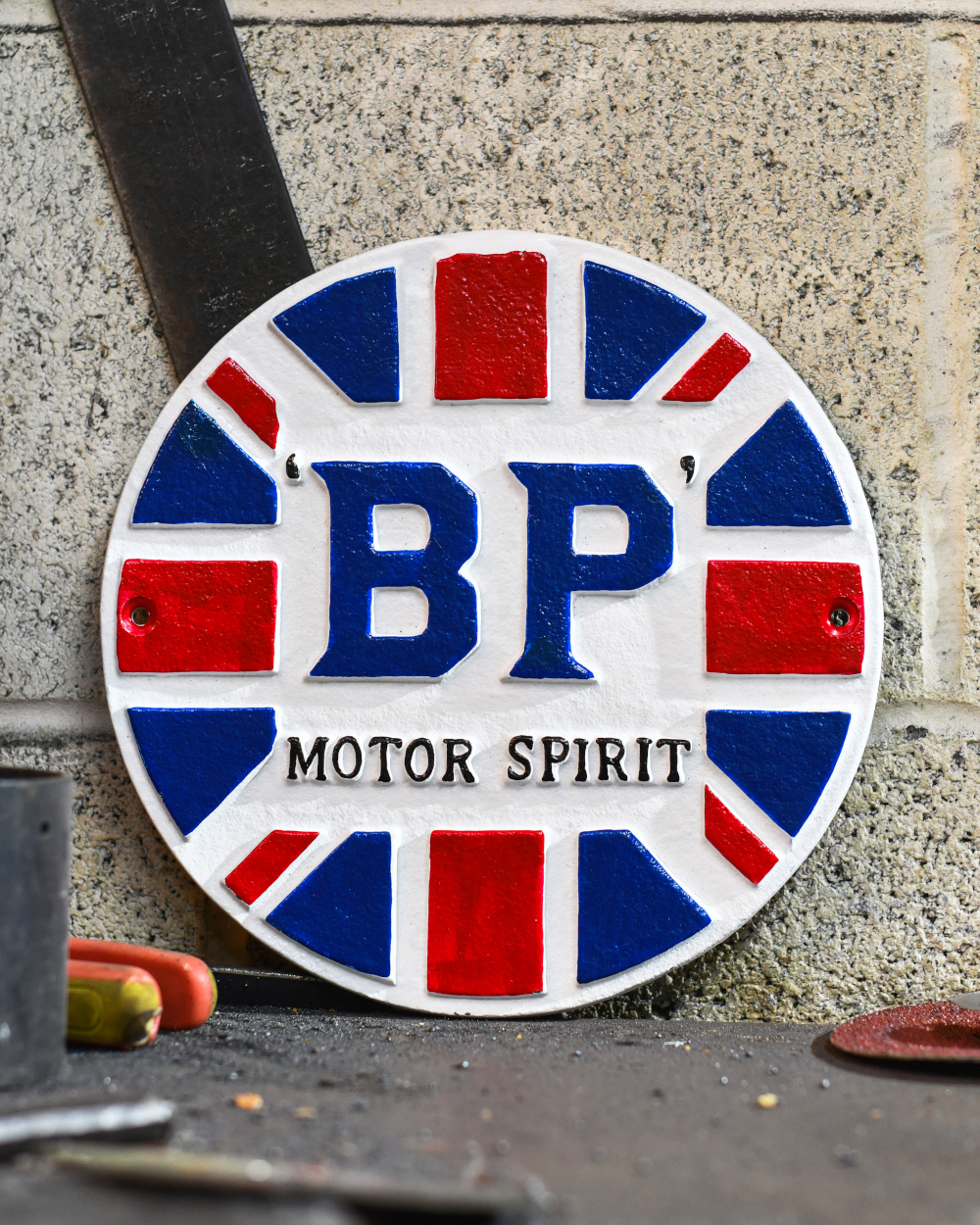 'British BP Motor Spirit' Cast Iron Automobilia Sign - 20cm