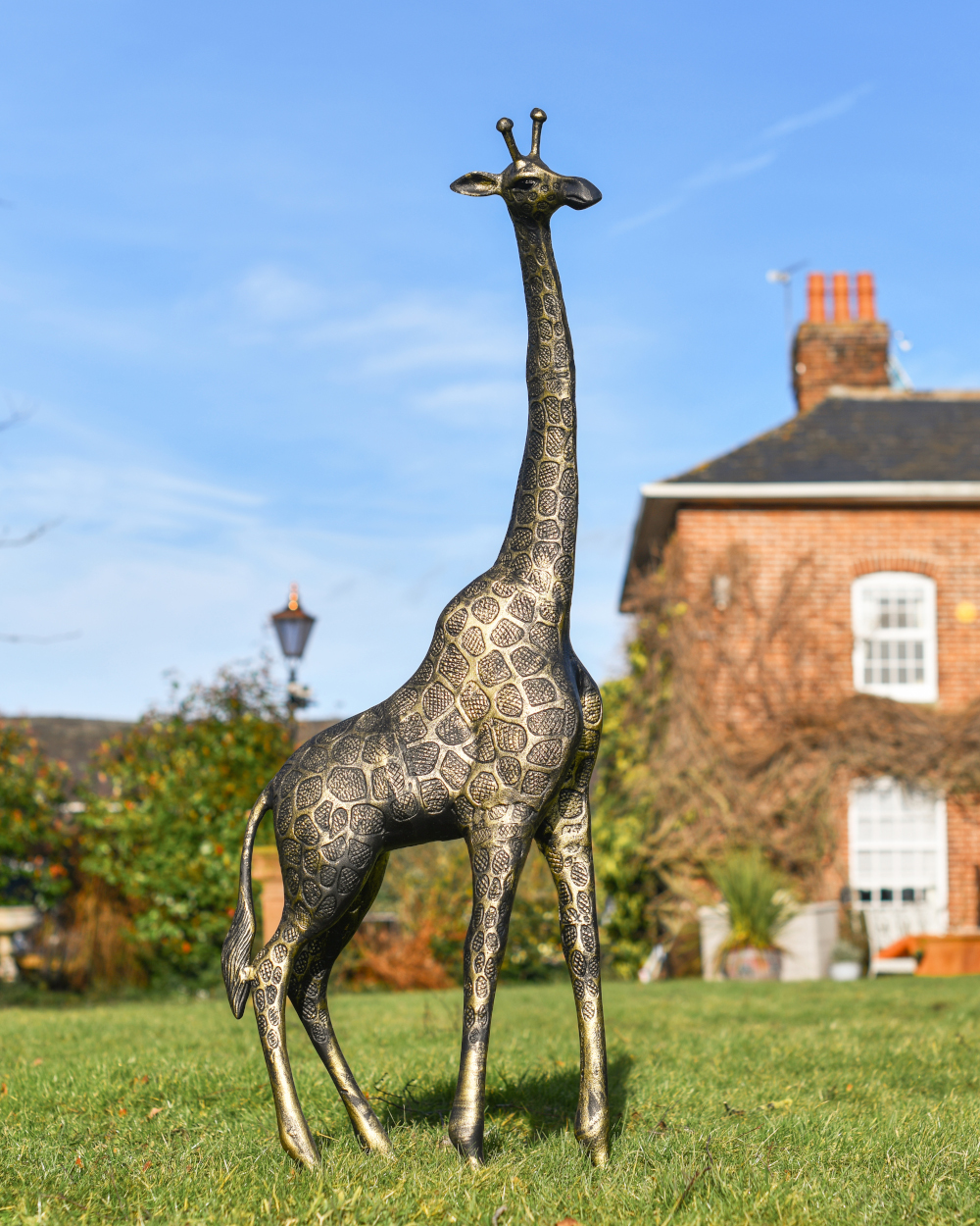 Cast Aluminium 'Jules' The Black & Gold Giraffe Garden Sculpture - 1.2m