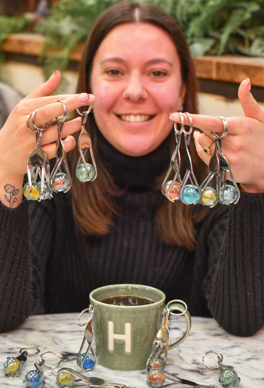 Colourful Scrap Metal Marble Keyring