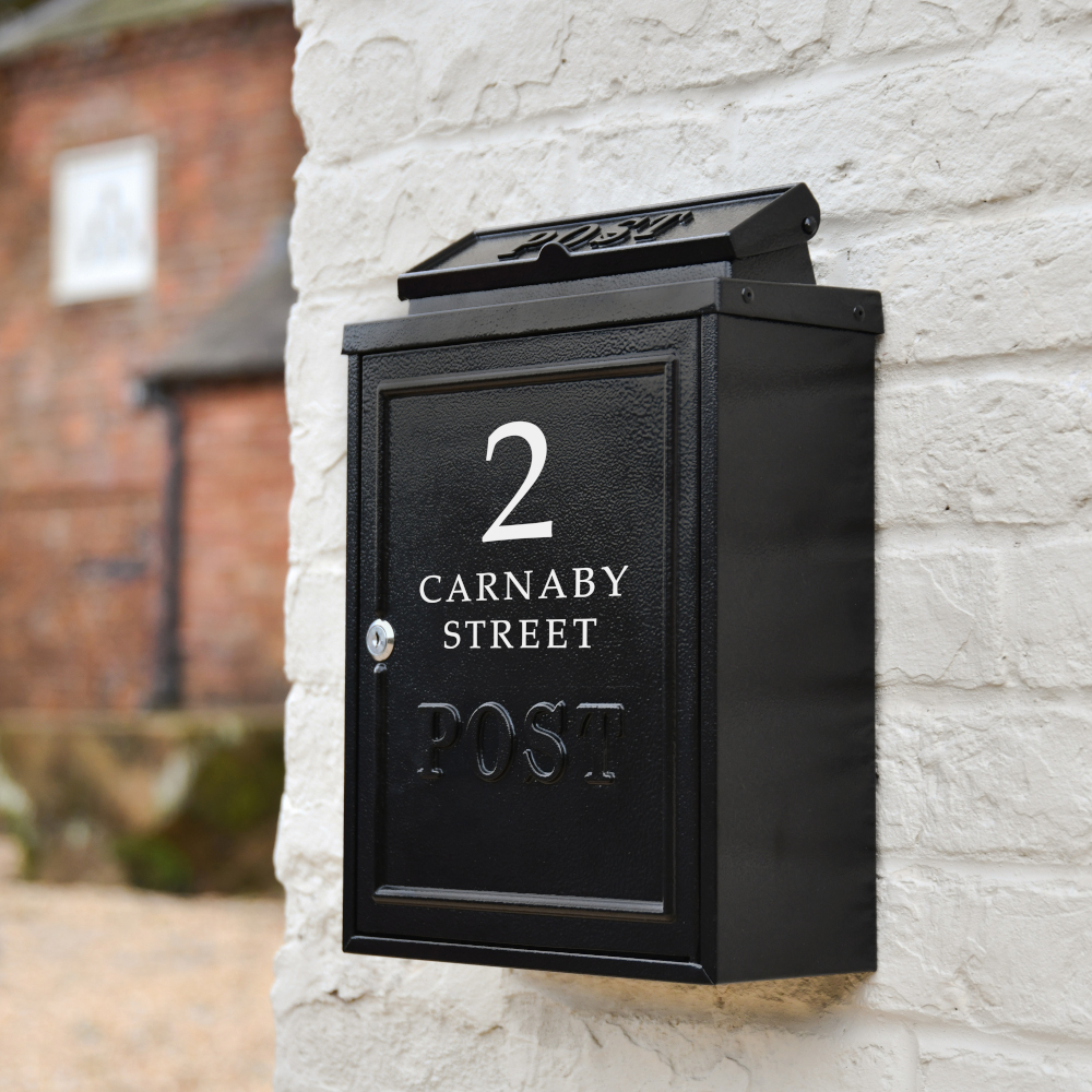 Personalised Black Wall Mounted Post Box