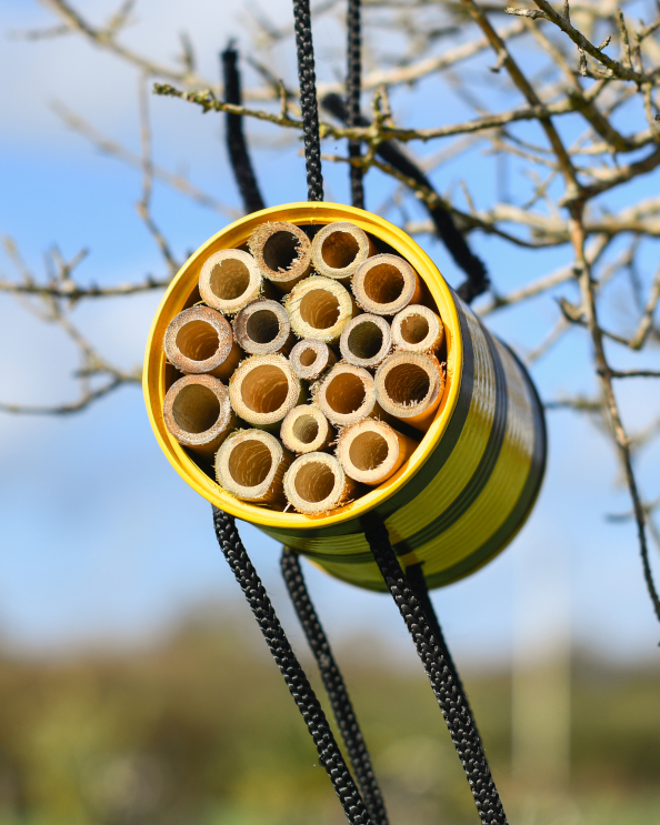 Recycled Metal Yellow 'Stripe' The Bee Garden Decoration Back