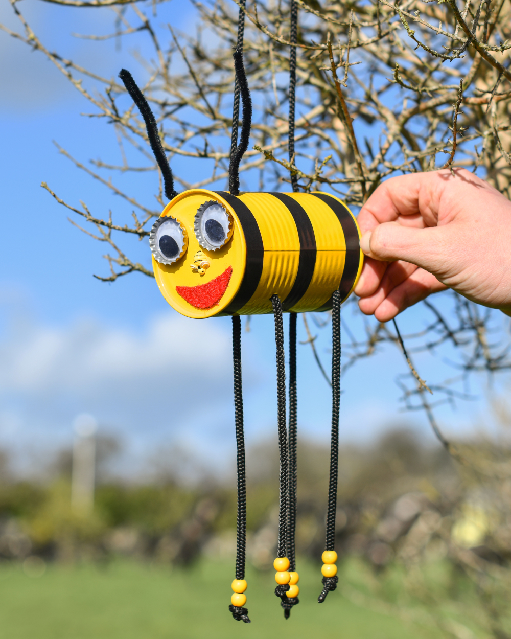 Recycled Metal Yellow 'Stripe' The Bee Garden Decoration Scale