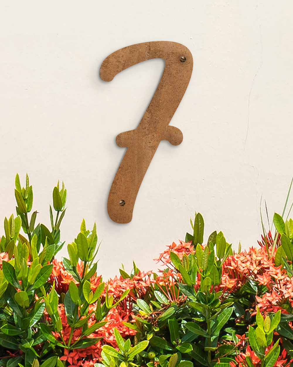 Rustic Steel 'Hestina' Screw Fix Number - 8 Inch
