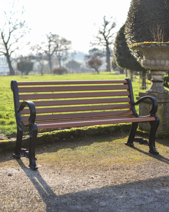 Traditional 'Lune' Wood Effect & Cast Aluminium Garden Bench