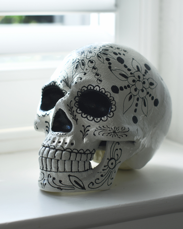 Cast Aluminium Floral 'Day Of The Dead' Skull Home Ornament
