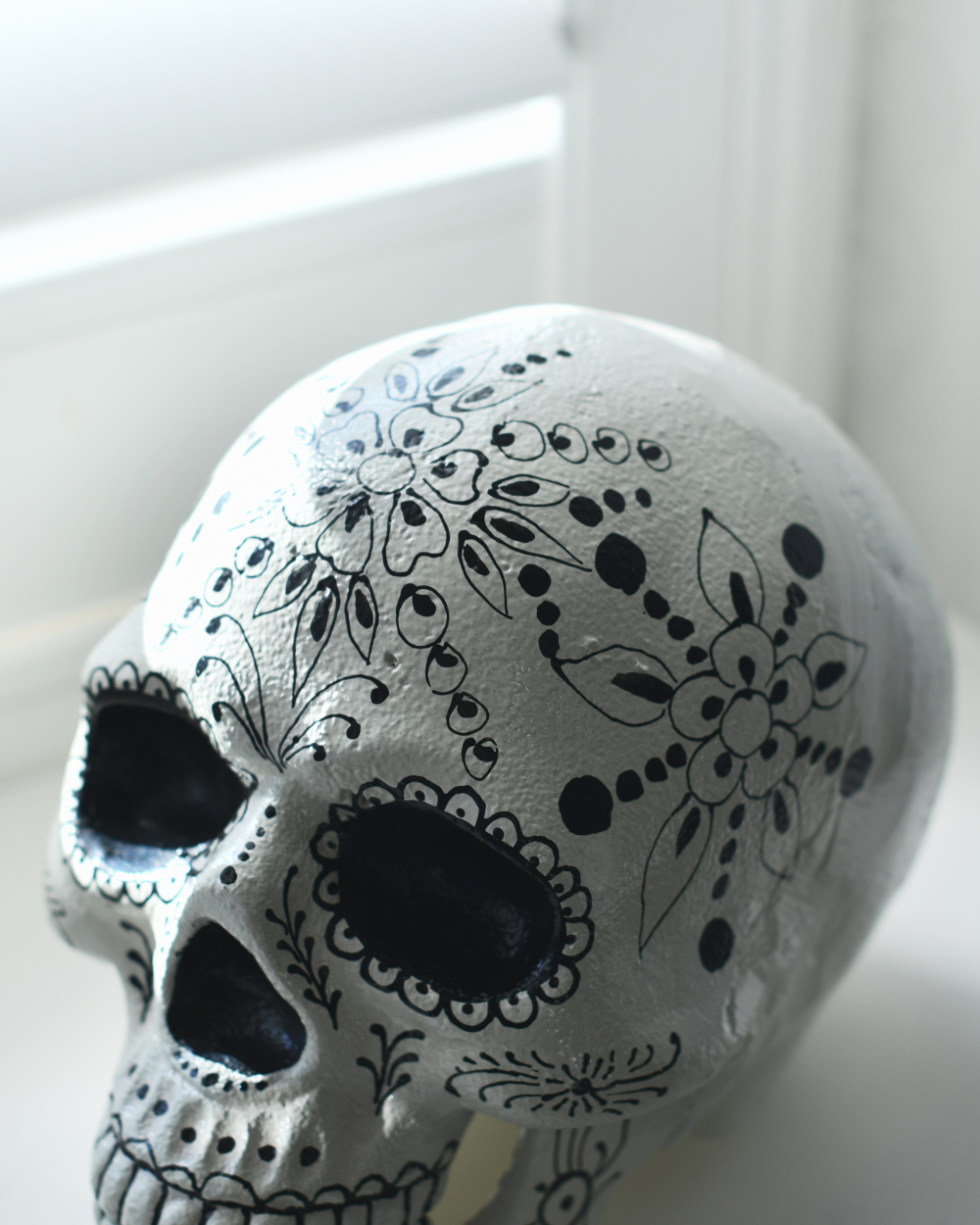 Design On The Cast Aluminium Floral 'Day Of The Dead' Skull Home Ornament