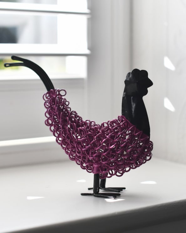'Cody' The Colourful Cockerel Scrap Metal Art Sculpture - Purple