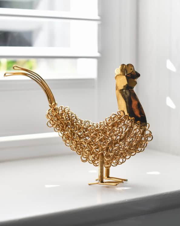 'Cody' The Colourful Cockerel Scrap Metal Art Sculpture - Gold
