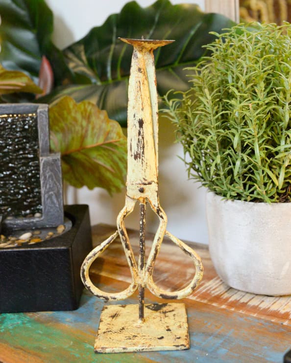 Recycled Iron Scissors Rustic Candle…