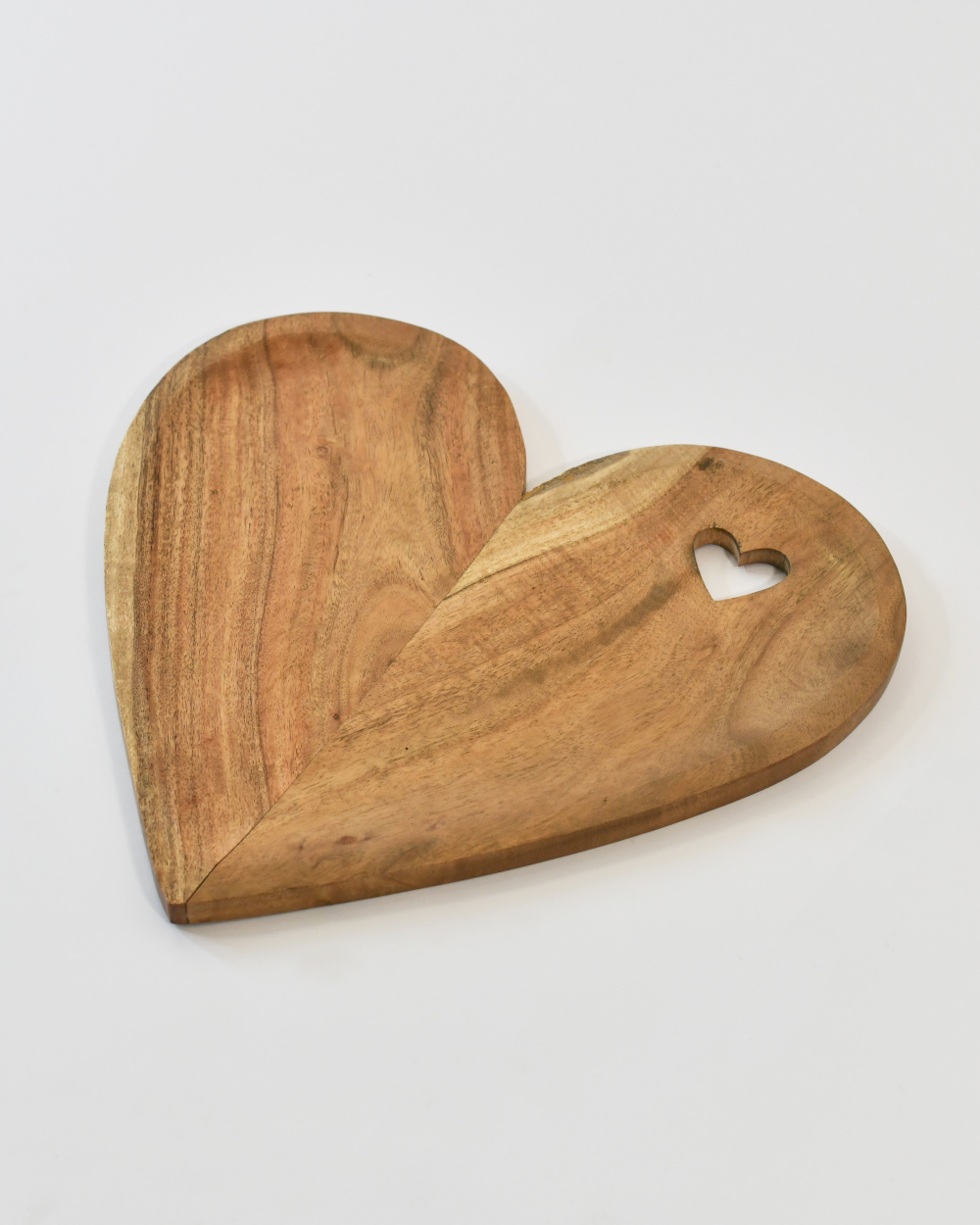Natural Wood Heart Shaped Serving Platter - 36cm