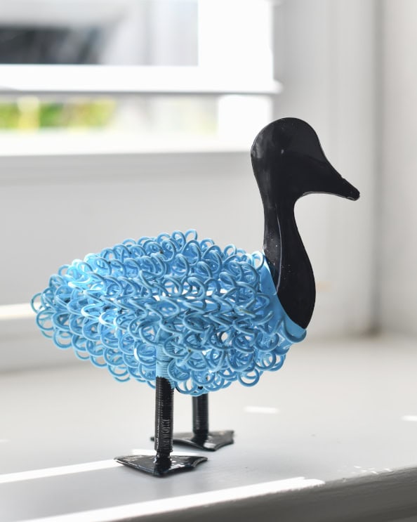 'Quackle' The Colourful Duck Scrap Metal Art Sculpture - Blue