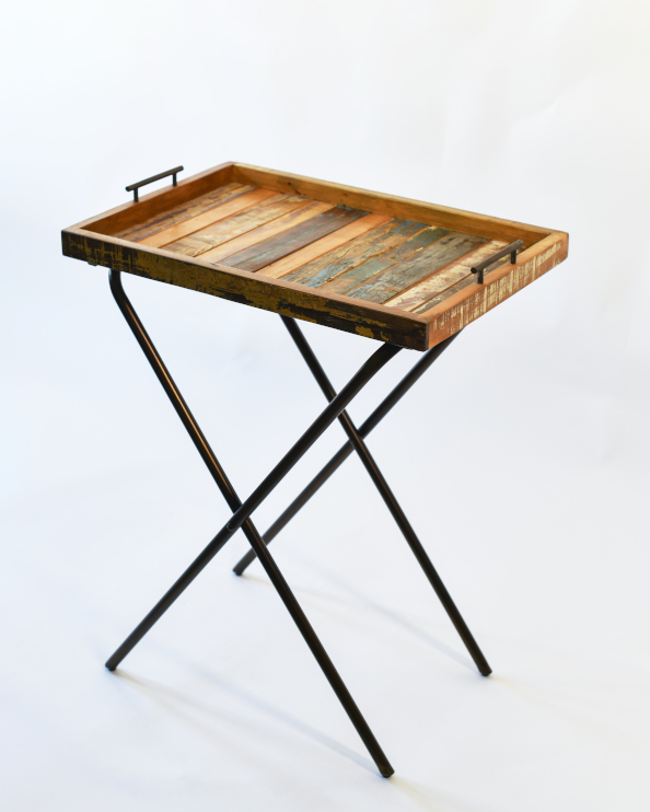 Recycled Wood & Iron Rustic Folding Table