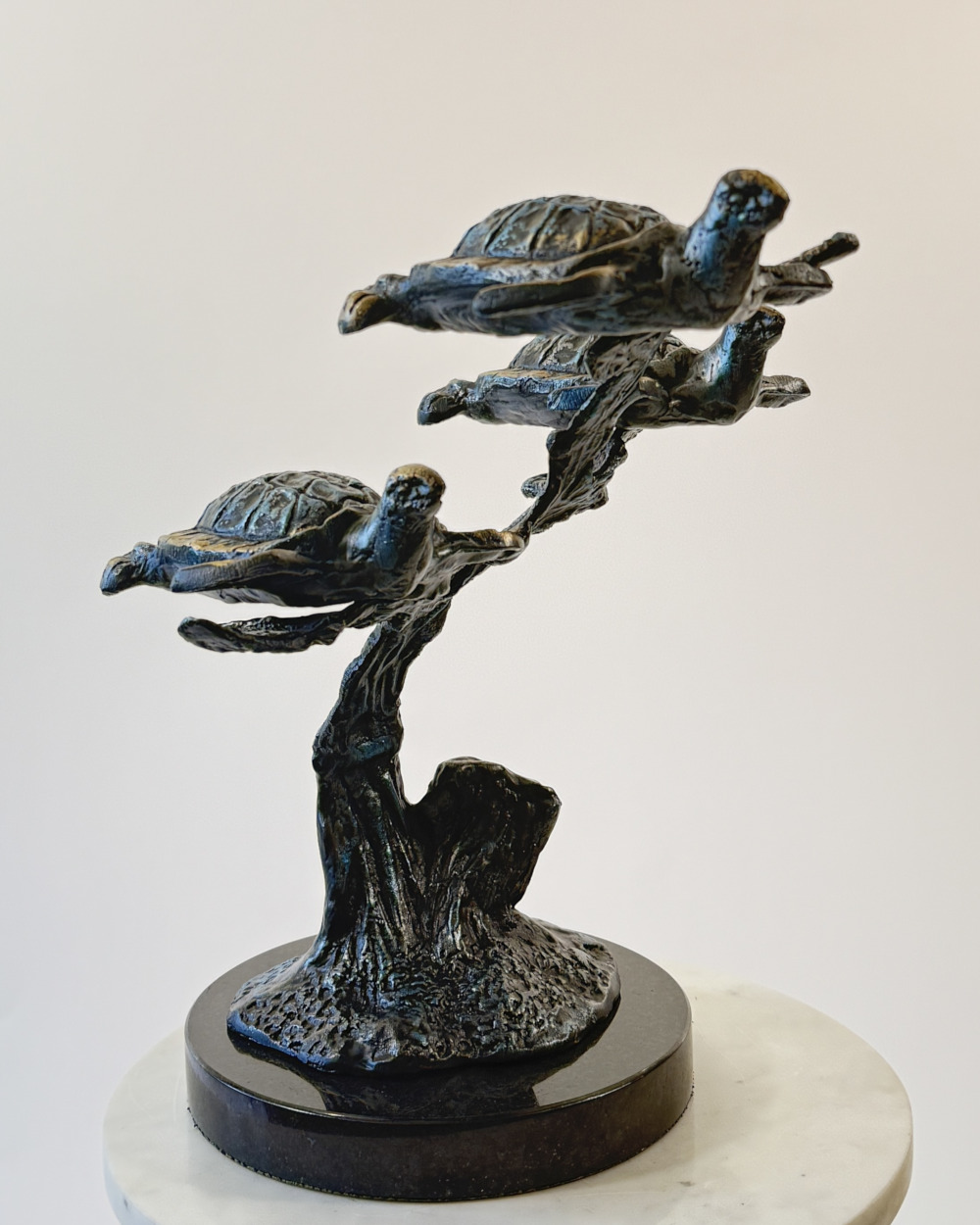 'The Turtle Reef' Cast Aluminium Silver Verdigris Ornament - 35cm