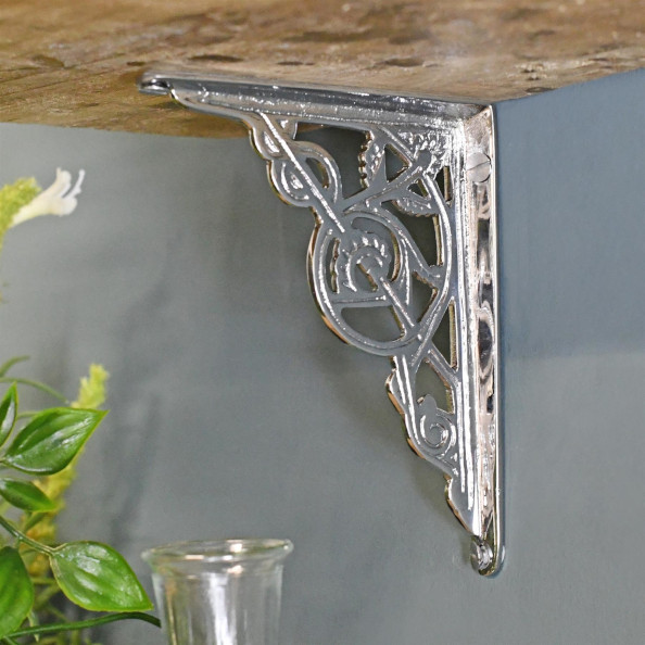 Traditional Vine Styled Bright Chrome Shelf Bracket - 240 x 190mm