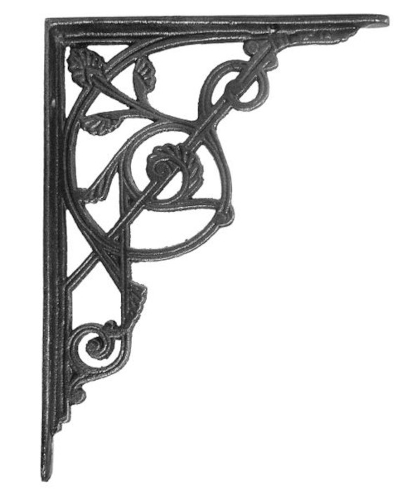 Traditional Vine Styled Midnight Black Shelf Bracket - 240 x 190mm