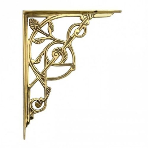 Traditional Vine Styled Polished Brass Shelf Bracket - 240 x 190mm