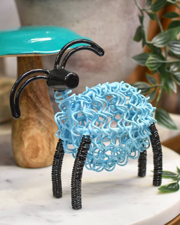 'Twisty' The Colourful Ram Scrap Metal Art Sculpture - Blue