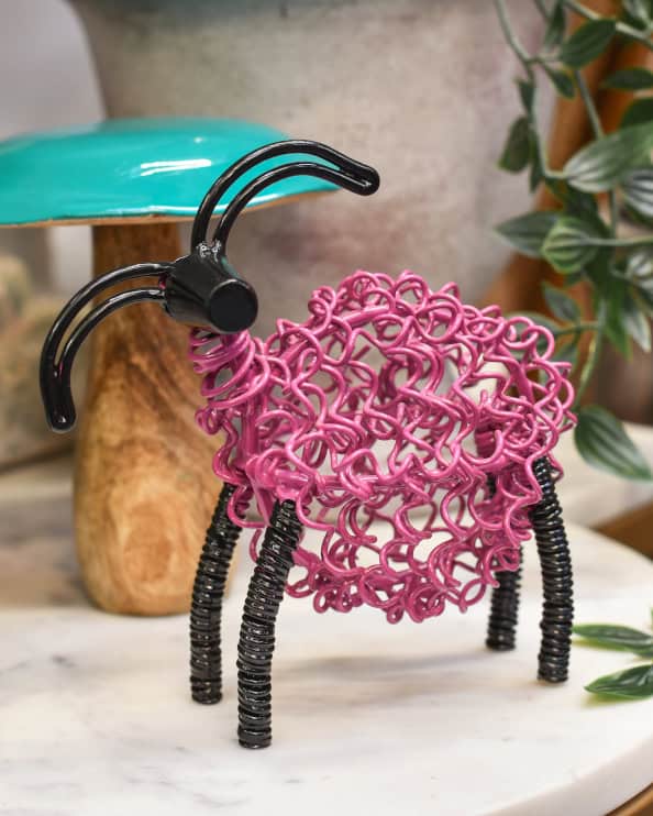 'Twisty' The Colourful Ram Scrap Metal Art Sculpture - Purple