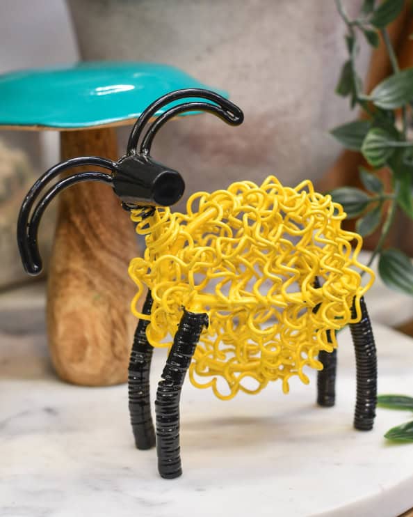 'Twisty' The Colourful Ram Scrap Metal Art Sculpture - Yellow