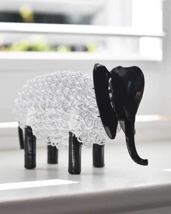'Zuri' The Colourful Elephant Scrap Metal Art Sculpture - White