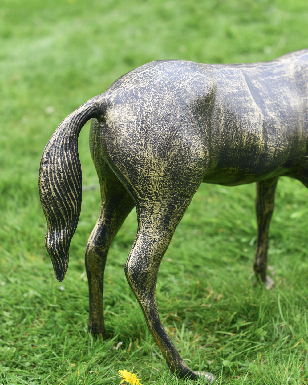 Cast Aluminium 'Betsy'The Black and Gold Grazing Foal Garden Sculpture Back Details