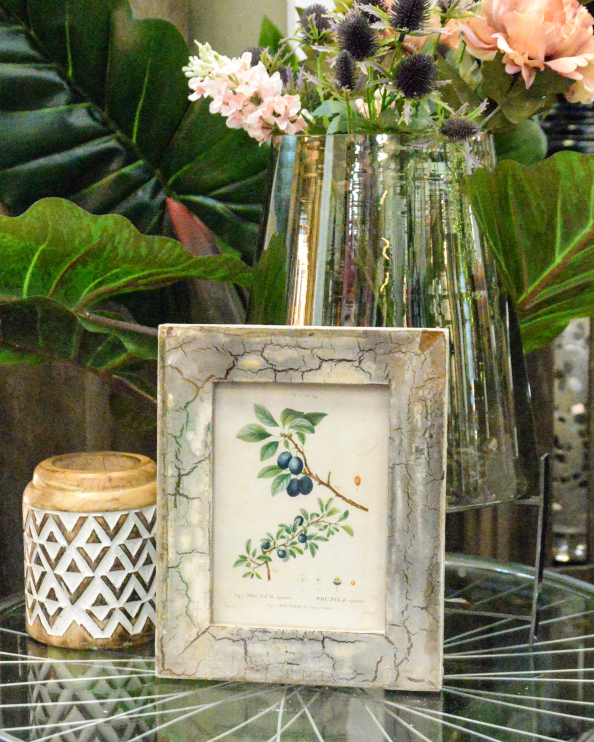 'Fruiting Branch' Recycled Wooden Framed Olive Branch Artwork - 26 x 21cm