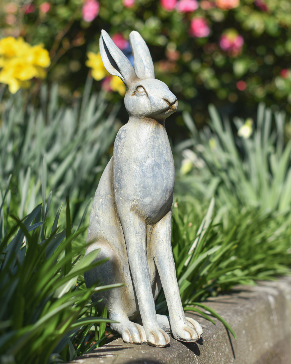 Grey Hare Resin Garden Sculpture - 50cm