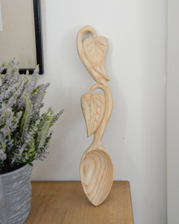 'Leaves Of Love' Ornate Teak Wood Love Spoon